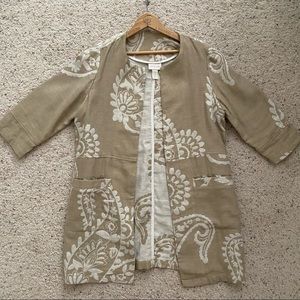 CHICO’S | Linen Cotten Lightweight Floral Paisley Blazer Jacket Neutral